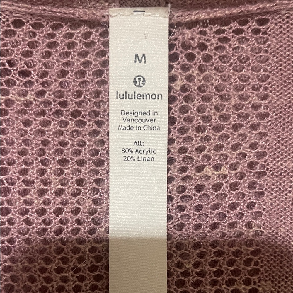 lululemon athletica Linen Blend Dusty Pink Light Hoodie Sweater Cardigan SZ M - Picture 10 of 15